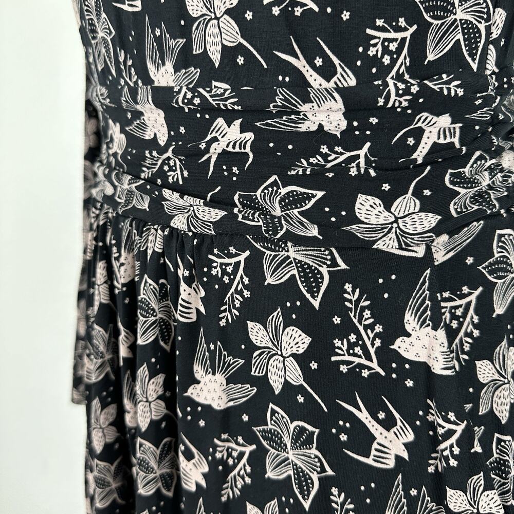 Boden Abigail Dress Women Size 6R Bird Print Jersey Knit Long Sleeve Pockets - Picture 6 of 16